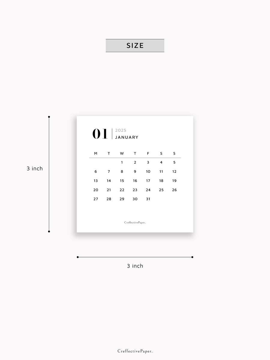 Y1031_2025 2024 Mini Calendar CreffectivePaper