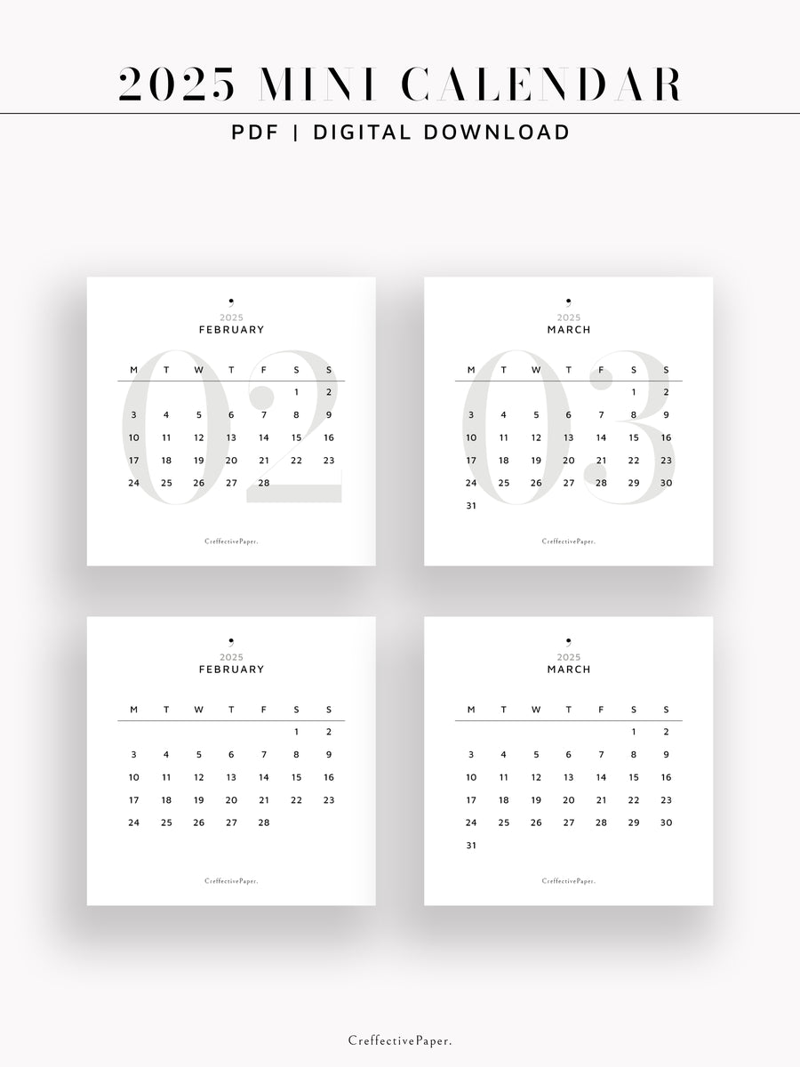 Y103-4_2025 | 2025 Mini Calendar – CreffectivePaper y103-4-2025-2025-mini-calendar-creffectivepaper