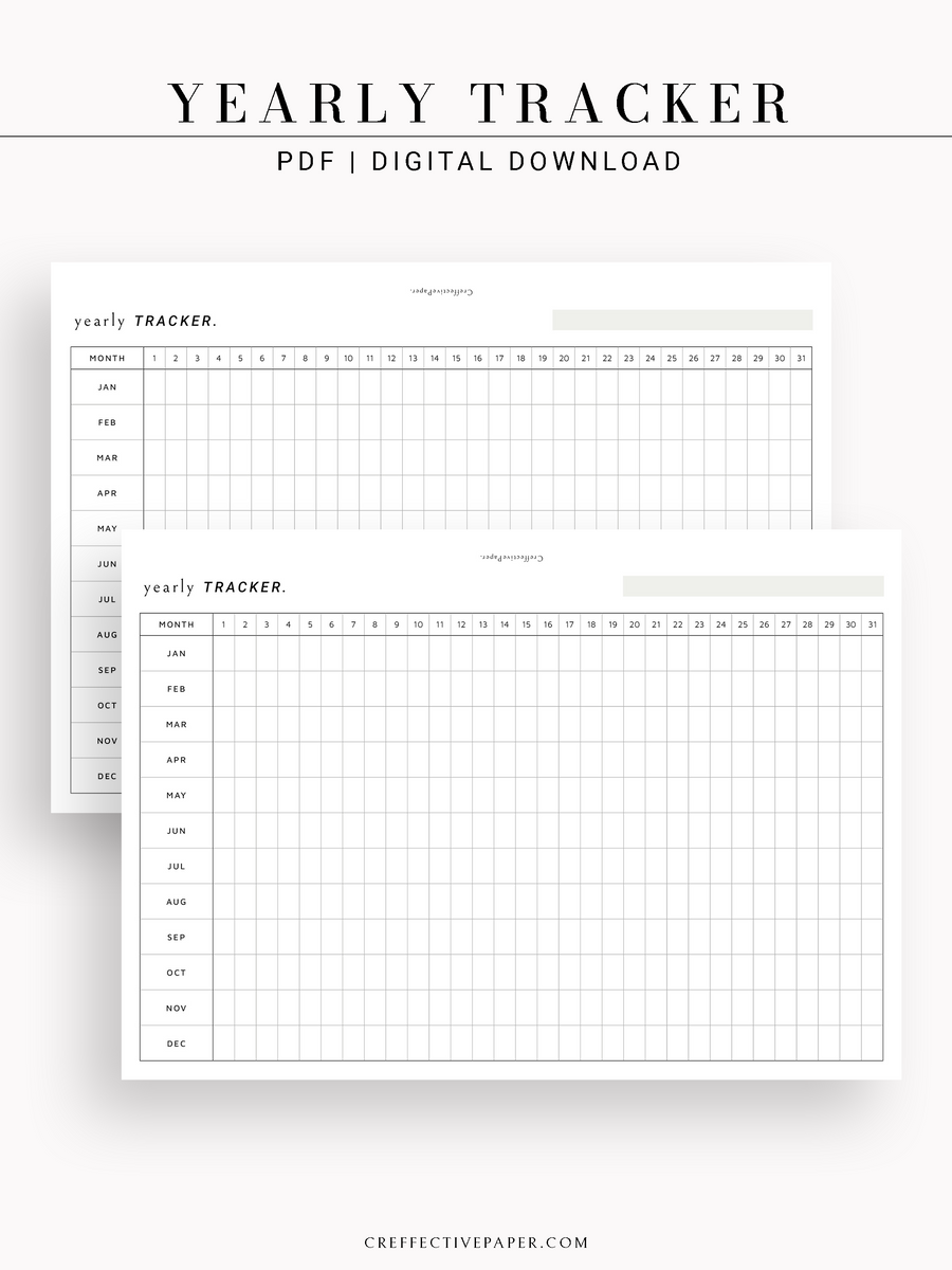 Y107 Yearly Tracker Habit Tracking Template CreffectivePaper