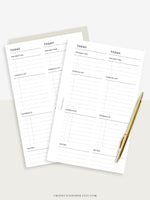 D101 | Printable Daily Planner Inserts Template, 2 Days on a Page