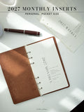 2027 Monthly Planner Printed Inserts
