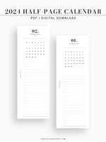 M118_2024 | 2024 Half-Page Calendar, Monthly Task list