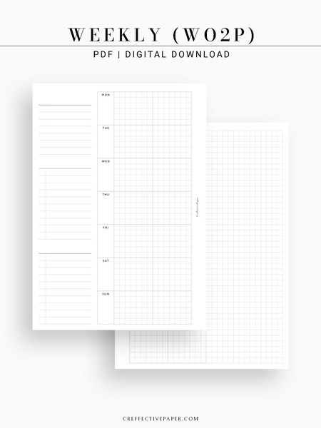 2024 WEEKLY Planner Insert Dated WO2P with Grid