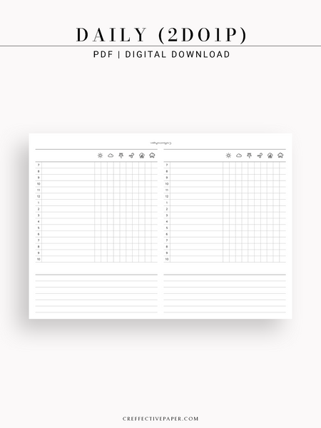 D124 | Horizontal Daily Planner, Two Days on a Page