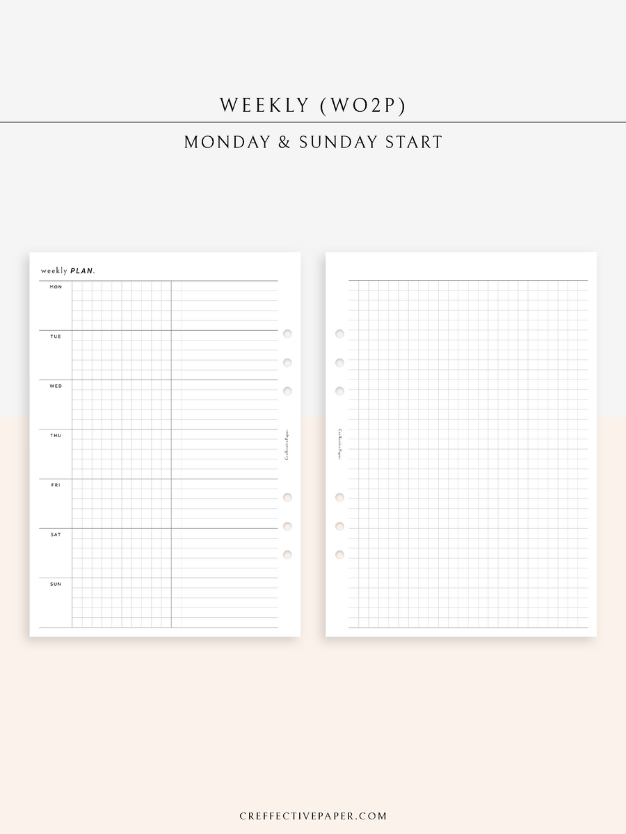 Weekly Task Grid W126_WO2P | Weekly Planner & Grid Notes – CreffectivePaper