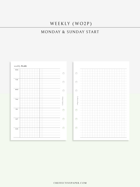 Weekly Task Grid W126_WO2P | Weekly Planner & Grid Notes – CreffectivePaper