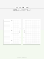 W108_G_WO2P | Weekly Planner, WO2P, Grid