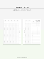 W124 | Undated Weekly Schedule, WO2P