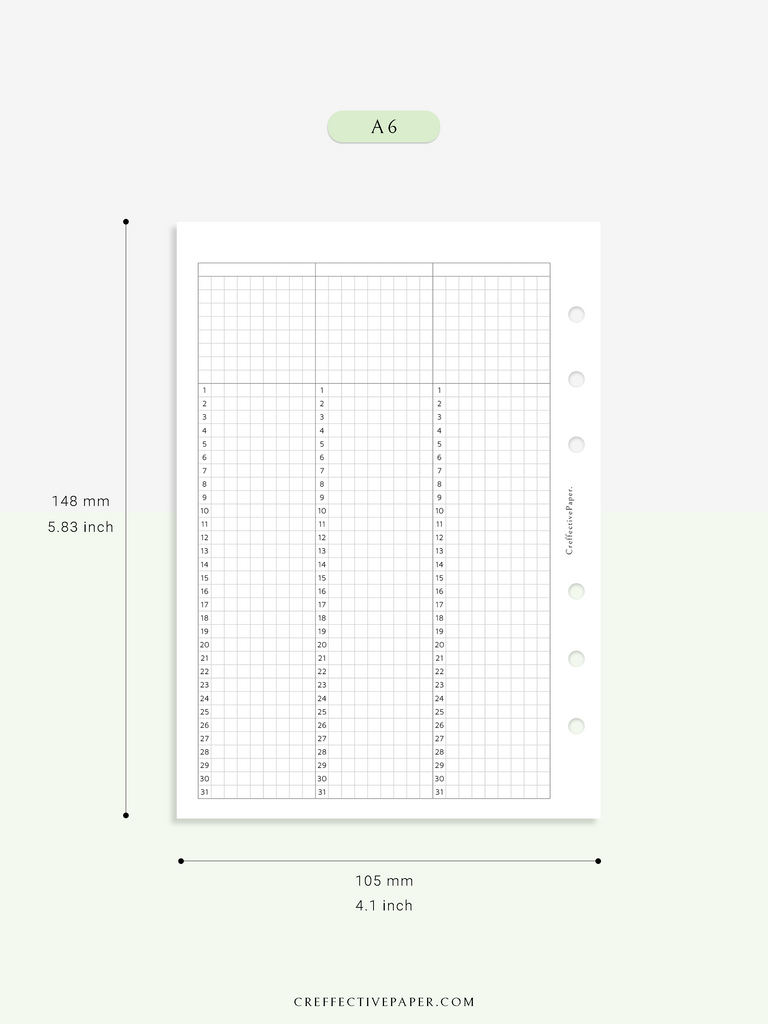 Y110 | 31Days Grid Page for Future Log & Tracker – CreffectivePaper