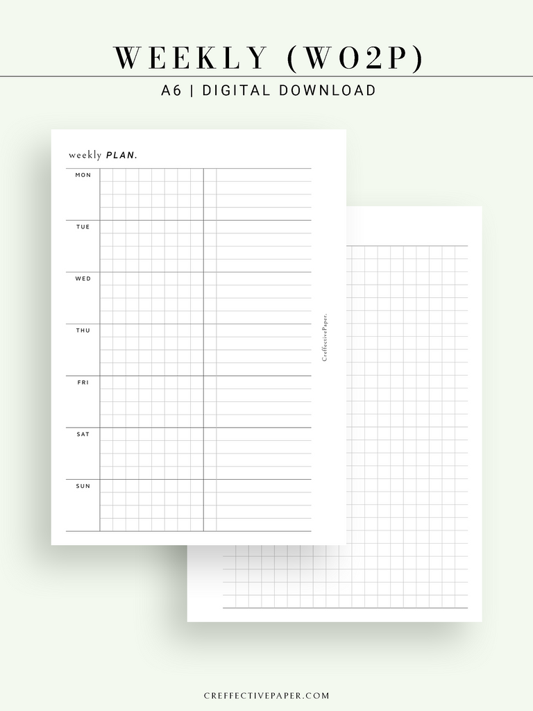 Weekly Task Grid W126_WO2P | Weekly Planner & Grid Notes – CreffectivePaper