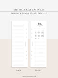 M118_2024 | 2024 Half-Page Calendar, Monthly Task list