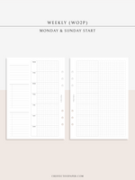 W108_G_WO2P | Weekly Planner, WO2P, Grid