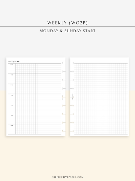 Grid Note Schedule Example W126_WO2P | Weekly Planner & Grid Notes – CreffectivePaper