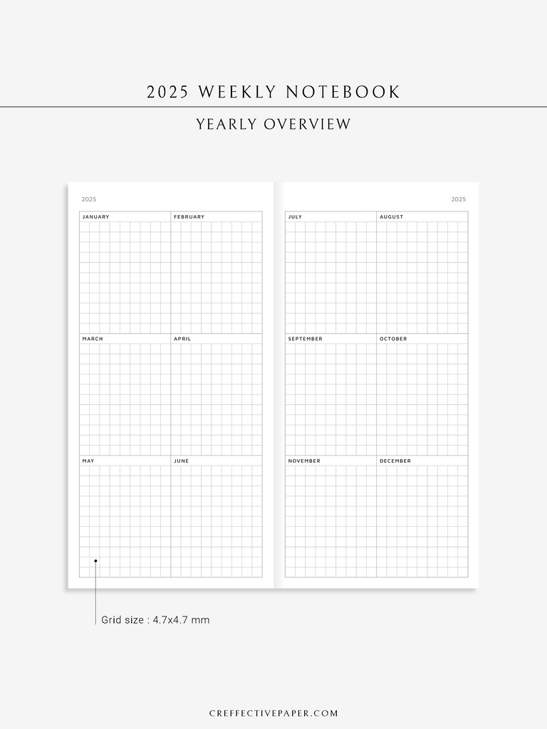 Pre-order | 2025 Weekly Notebook, Weeks size -CreffectivePaper Physical ...