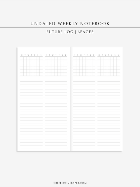 Pre-order | Undated Weekly Notebook, Weeks size – CreffectivePaper