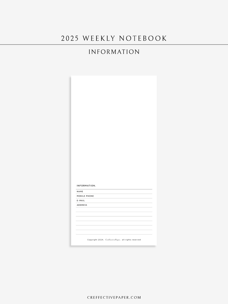 Pre-order | 2025 Weekly Notebook, Weeks size -CreffectivePaper Physical ...