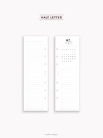 M118_2025 | 2025 Half-Page Calendar, Monthly Task list