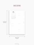 M118_2026 | 2026 Half-Page Calendar, Monthly Task list