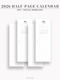 M118_2026 | 2026 Half-Page Calendar, Monthly Task list