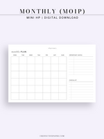 M125 | Horizontal Monthly Planner, MO1P