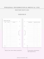 N113 | Personal Information & Medical Log Template