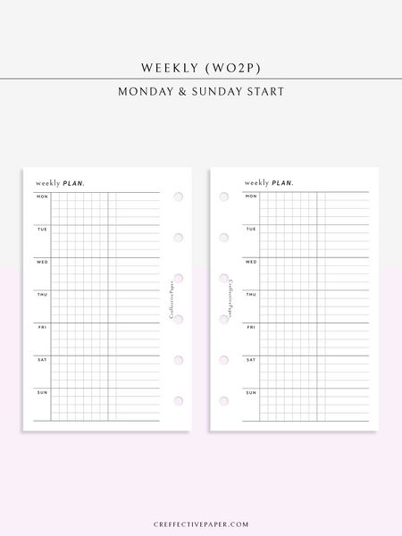 W126_WO1P | Weekly Planner, Week on a Page – CreffectivePaper
