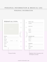 N113 | Personal Information & Medical Log Template