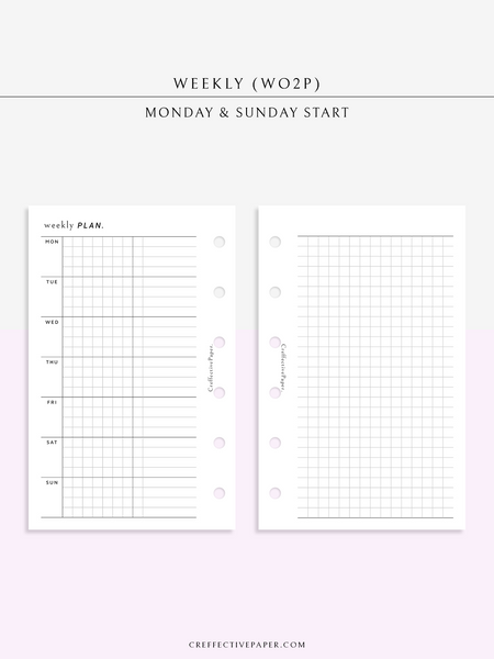 Grid Note Schedule Example W126_WO2P | Weekly Planner & Grid Notes – CreffectivePaper