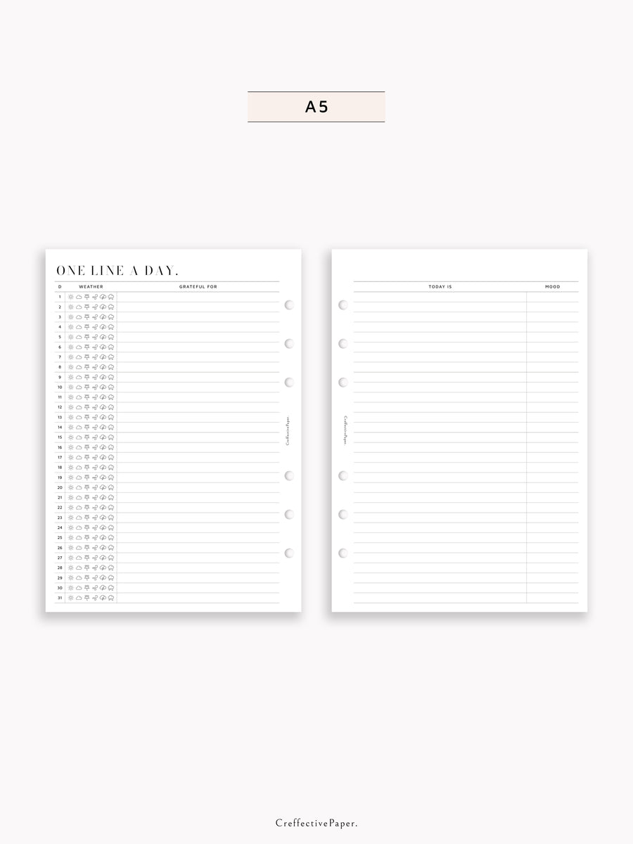 N141 | One Line A Day, Daily Journal – CreffectivePaper