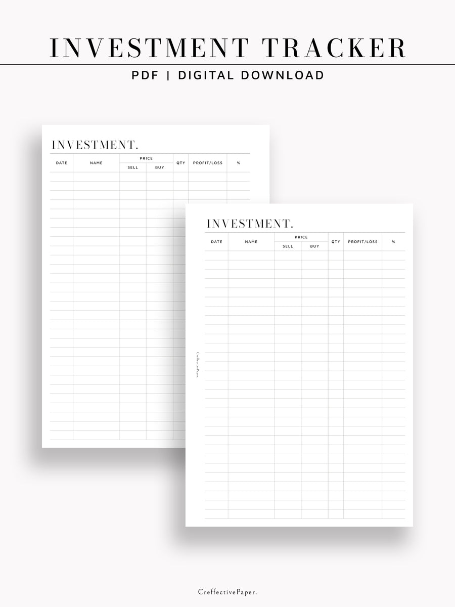 N143 | Investment Tracker – CreffectivePaper