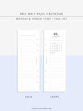 M118_2024 | 2024 Half-Page Calendar, Monthly Task list