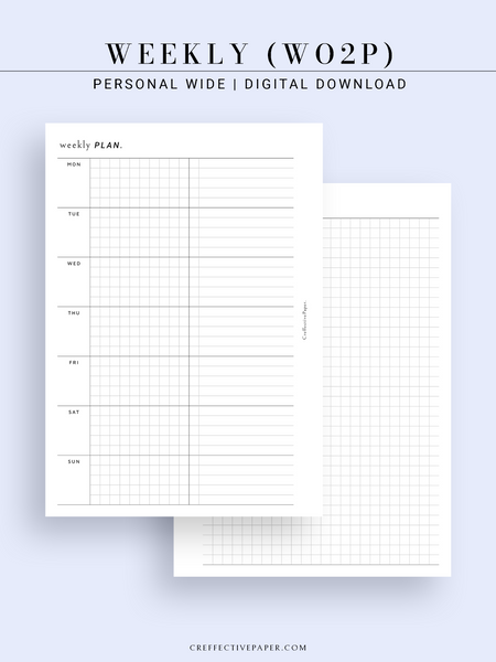 Grid Note Schedule Example W126_WO2P | Weekly Planner & Grid Notes – CreffectivePaper