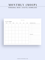 M125 | Horizontal Monthly Planner, MO1P