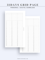 Y110 | 31Days Grid Page for Future Log & Tracker