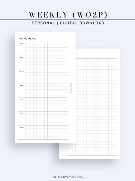Grid Note Schedule Example W126_WO2P | Weekly Planner & Grid Notes – CreffectivePaper