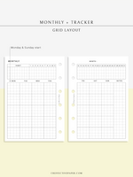 M106_G | Monthly Planner with 31 Days Habit Tracker Printable Inserts