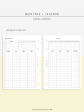 M106_G | Monthly Planner with 31 Days Habit Tracker Printable Inserts