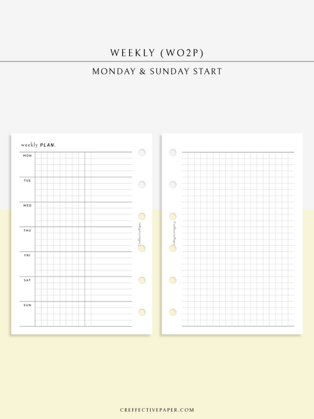 Grid Note Schedule Example W126_WO2P | Weekly Planner & Grid Notes – CreffectivePaper