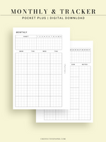 M106_G | Monthly Planner with 31 Days Habit Tracker Printable Inserts