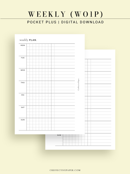 W126_WO1P | Weekly Planner, Week on a Page – CreffectivePaper