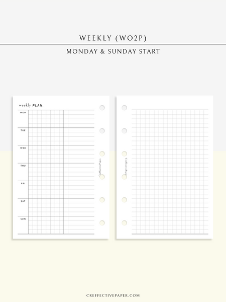 Grid Note Schedule Example W126_WO2P | Weekly Planner & Grid Notes – CreffectivePaper