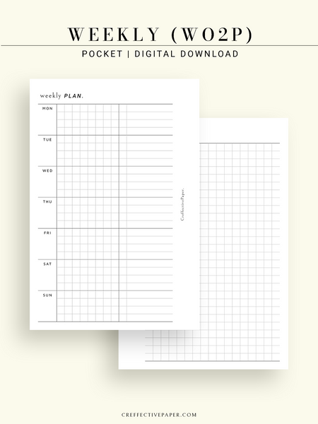 Grid Note Schedule Example W126_WO2P | Weekly Planner & Grid Notes – CreffectivePaper