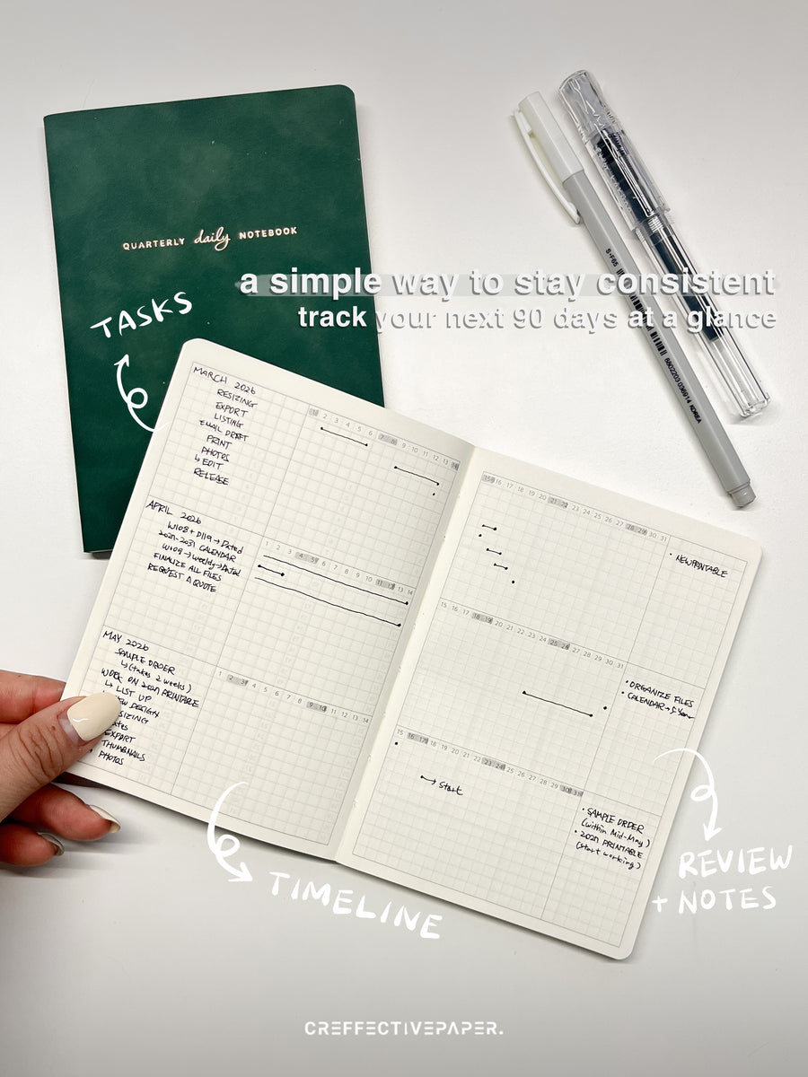 Undated Quarterly Daily Notebook, A6 size – CreffectivePaper