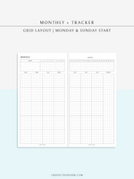 M106_G | Monthly Planner with 31 Days Habit Tracker Printable Inserts