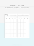 M106_B | Monthly Planner with 31 Days Habit Tracker Printable Inserts