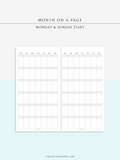 M123_B | Monthly Planner, MO1P, Blank