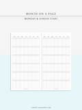 M123_G | Monthly Planner, MO1P, Grid