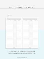 T121 | TV Series Tracker, Movie Journal, Entertainment Log Bundle