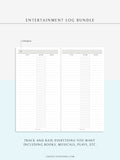 T121 | TV Series Tracker, Movie Journal, Entertainment Log Bundle