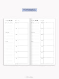 W108 | Week on a Page, Weekly Planner Printable Inserts Template